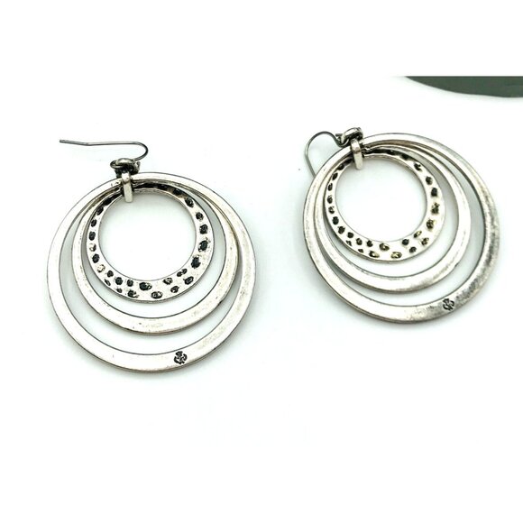 Bohemian Vintage-Style Silver-Tone Hoop Earrings With Blue Stone Accents  by Pre - Picture 6 of 6